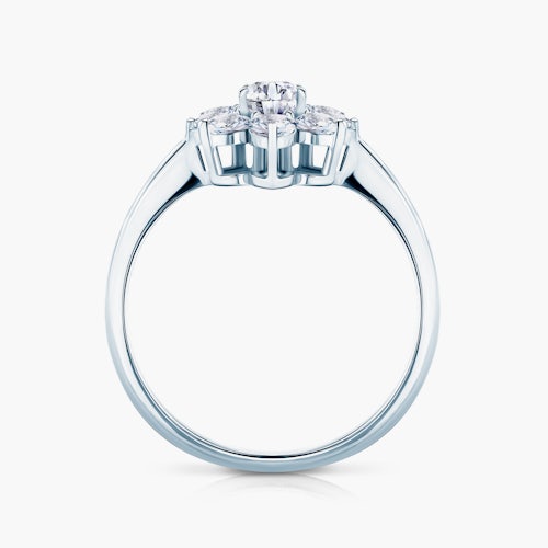 Pierścionek zaręczynowy SAVICKI: białe złoto, białe szafiry